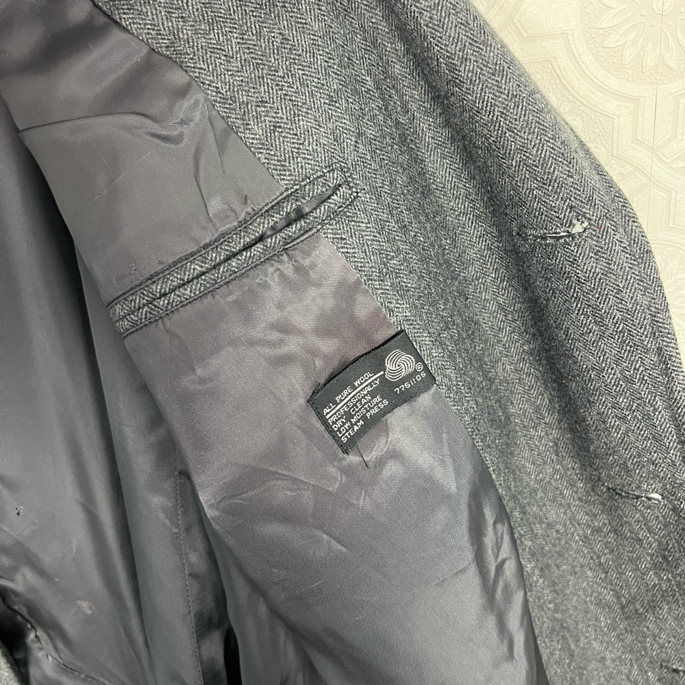 Vintage 100% Wool Trench Coat Pea‎ Coat Luxury Long Grey Event Special Occasion - Picture 7 of 9